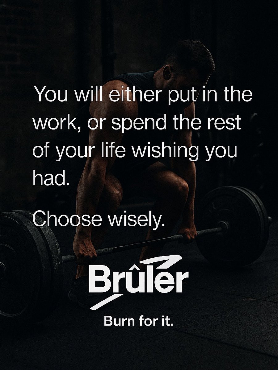 Brûler means “to burn.”

Not just the heat in the gym but the fire that drives you.

You’ll either put in the work or wish you had.

Choose wisely….

#BrûlerMindset #StayHungry #BurnForIt