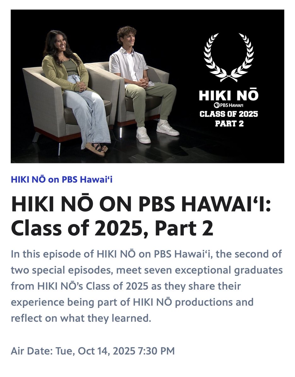 So proud of Edward Wirtz and Jazalle Amps for sharing their stories in HIKI NO Class of 2025 episode. Watching my students gain confidence and dare to share their passion is the best birthday gift for me this year!