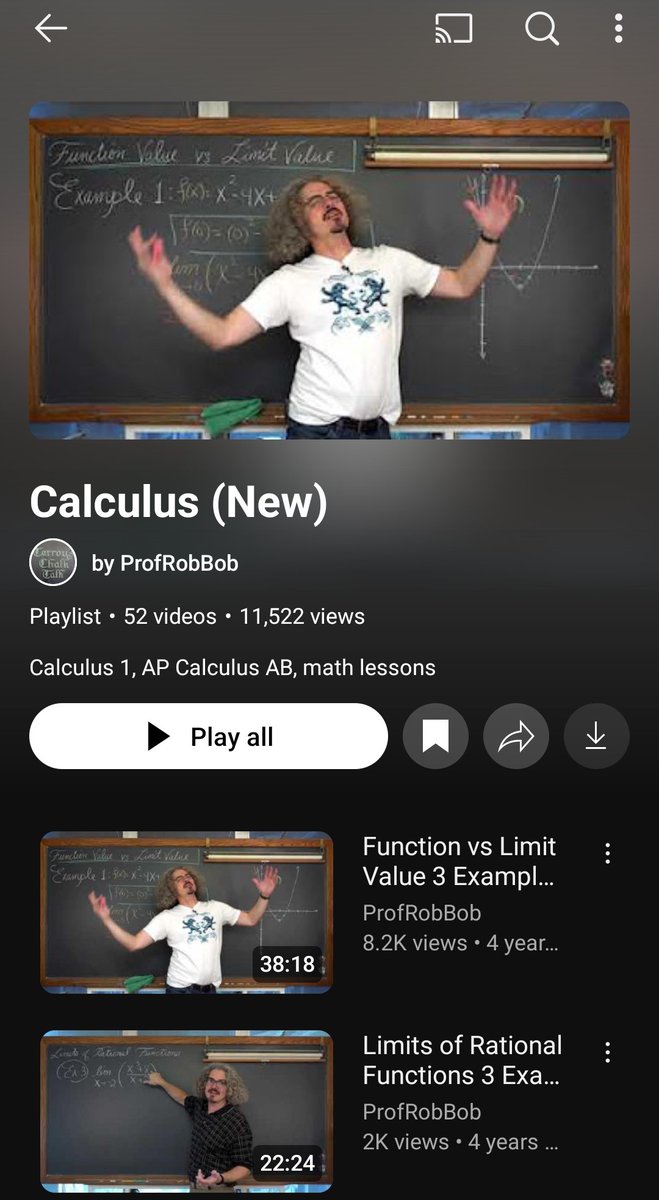 Calculus - 1 
Full Playlist for calculus on YouTube, for those who deep dive into mathematics and calculus.

Link in comments 👇