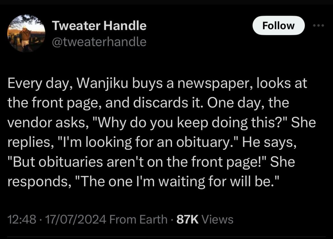 WouterAce's tweet photo. Kenya is FREE! Free from Raila Odingaism!! https://t.co/D0HKKDrE75