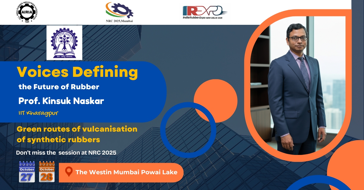 AllAiria's tweet image. #NRC2025: Shaping the Future of Rubber 🌱

Meet Prof. Dr. Kinsuk Naskar, Head – Rubber Tech Centre, IIT Kharagpur, sharing insights on Green Routes of Vulcanization of Synthetic Rubbers ♻️

🗓 27–28 Oct 2025 | 📍 Mumbai
👉 bit.ly/45KsXac

#RubberTech #Sustainability