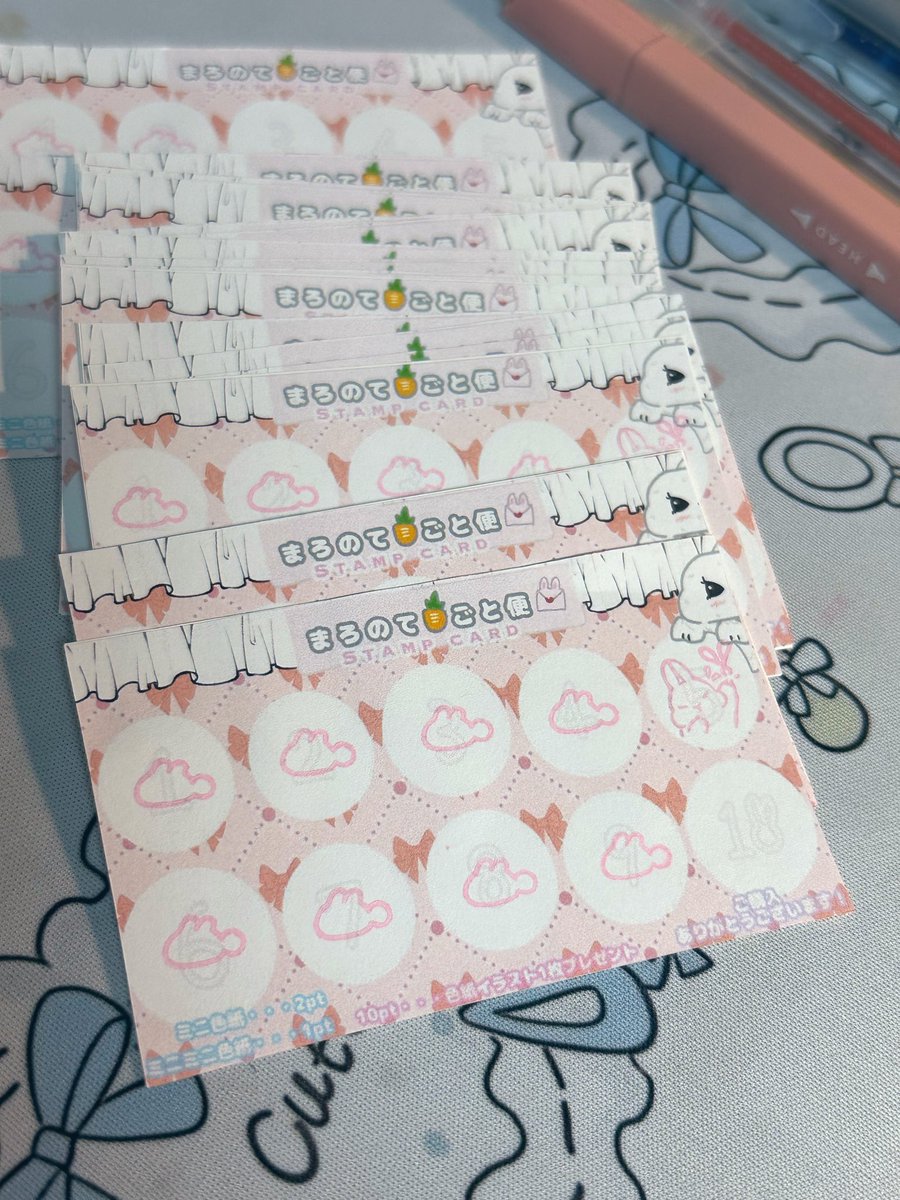 marocip_'s tweet image. 手作り感すごいけど、ポイントカードみたいなの作りました、いつも購入してくださる方にお礼として何か返せたらいいなと思って🐰💌