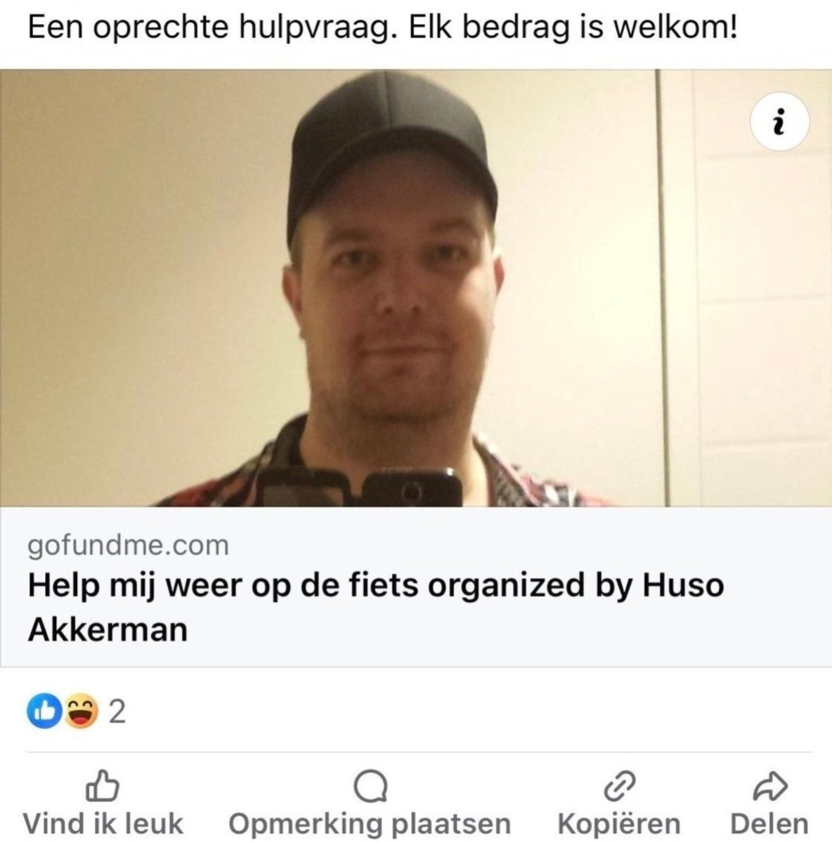 Toen je zogenaamd geld nodig had voor een aangepaste fiets was je trouwens wel zo stom om daar een foto van jezelf bij te gebruiken.