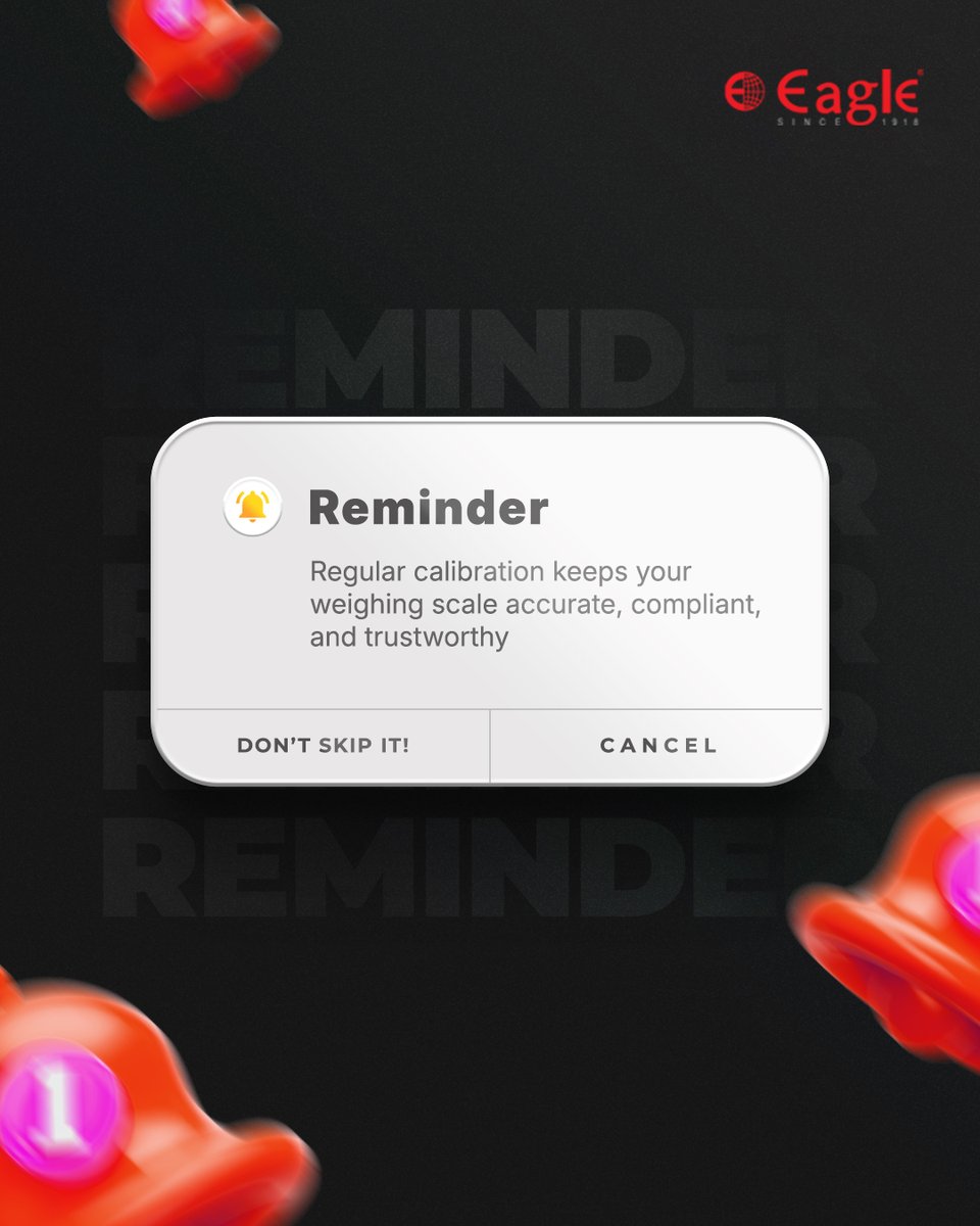eagle_scales's tweet image. Regular calibration keeps your weighing scale accurate and trustworthy. It’s a small step that makes a big difference in reliability.
👉 Don’t skip it — book your calibration with Eagle today!
#EagleScales #AccurateWeighing #CalibrationMatters #ReliableScales #EaglePrecision