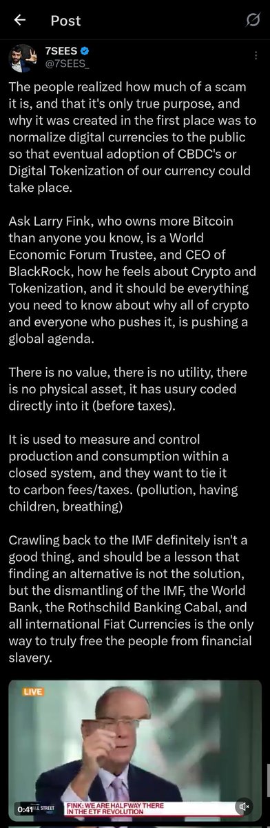 Just using crypto at all is exactly what Larry Fink wants.

It doesn't matter if it's Bitcoin, Stablecoins, Privacy Coins...

They'll all be bought, mined, or consolidated under their umbrella.

They have the infrastructure to brute force governance, they have the money to swing