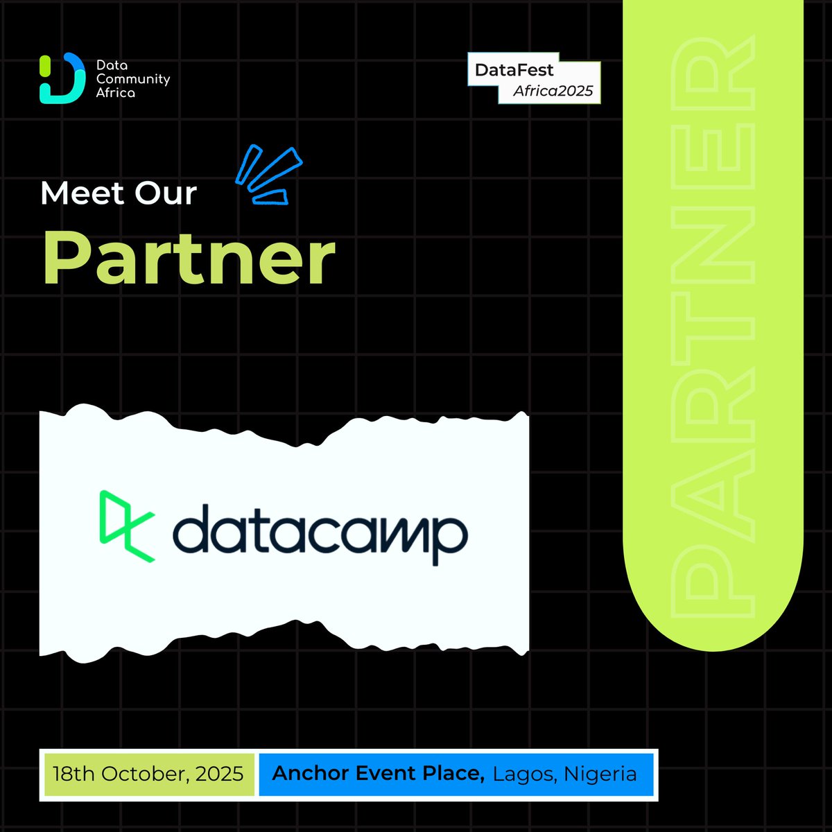 DataFestAfrica's tweet image. We’re excited to have @DataCamp as a partner for the third year in a row! 💙

Together, we’re empowering our community to build stronger data skills and grow their careers through world-class learning opportunities.
#DataFestAfrica2025 #DFA25 #DataCommunity
