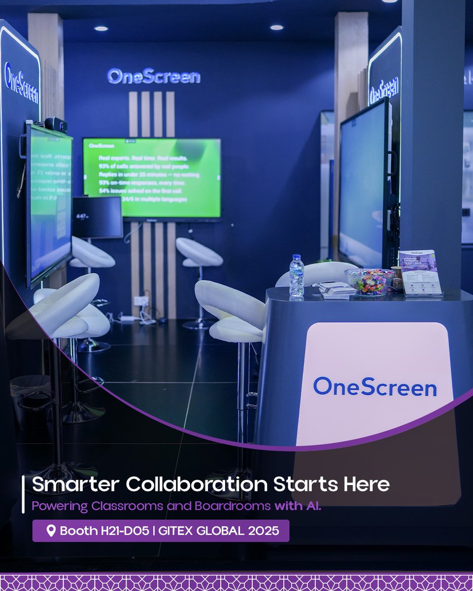 OneScreen_MEA's tweet image. Smarter collaboration isn’t coming, it’s already here. Experience innovation that’s redefining classrooms and boardrooms at @GITEX_GLOBAL 2025 only with @OneScreen_MEA 

At @DvcomT Booth H21-D05 | Zabeel Hall 21

#OneScreen #GITEX2025 #SmarterCollaboration #InnovationInAct