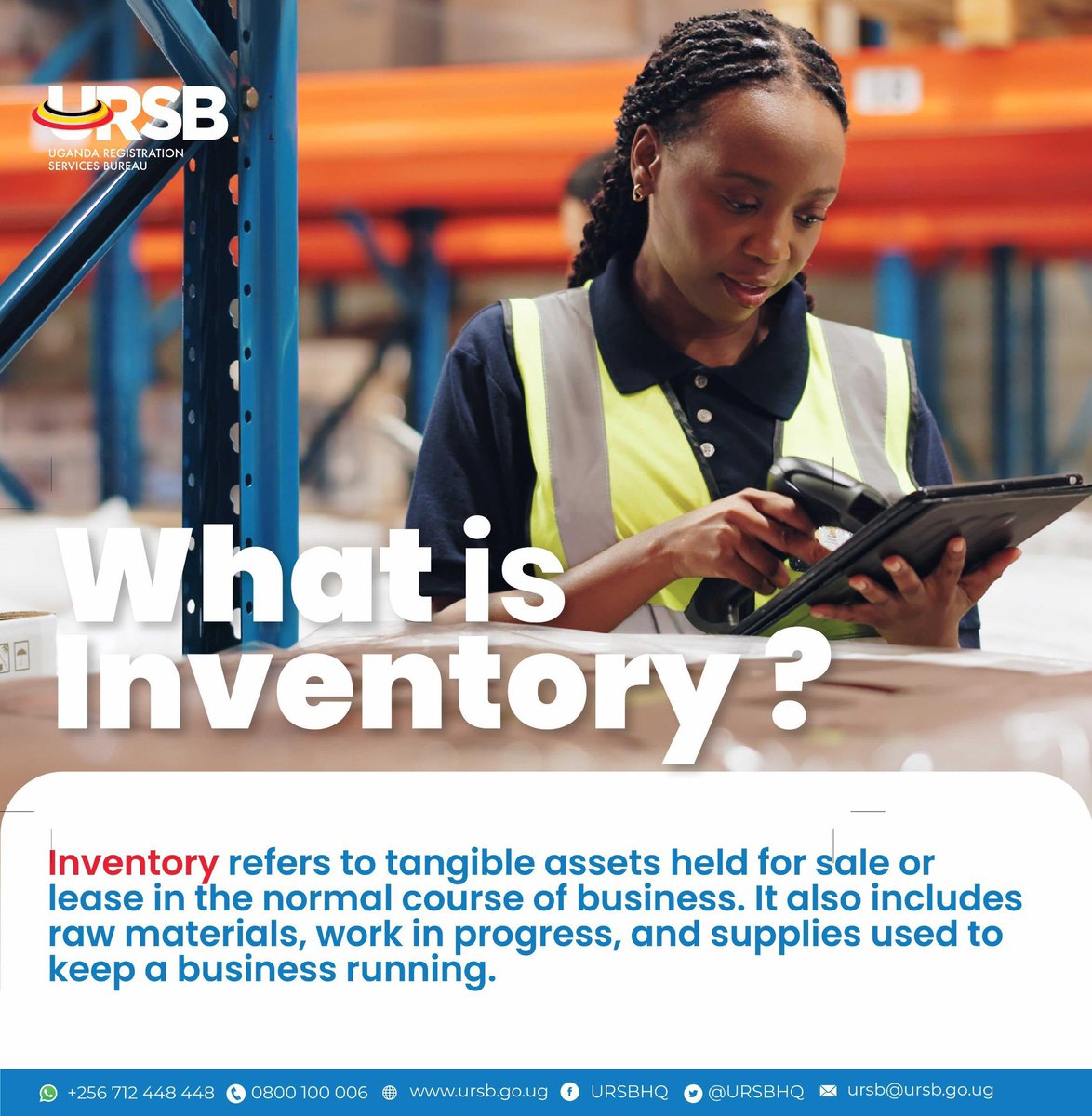 URSBHQ's tweet photo. Inventory is everything your business keeps on hand to sell or use.
It includes raw materials, items being made, finished goods, and other supplies that keep your operations running smoothly.
#SecureLending #FinancialSecurity #CollateralRegistry #SIMPO https://t.co/psEaMA2Oor
