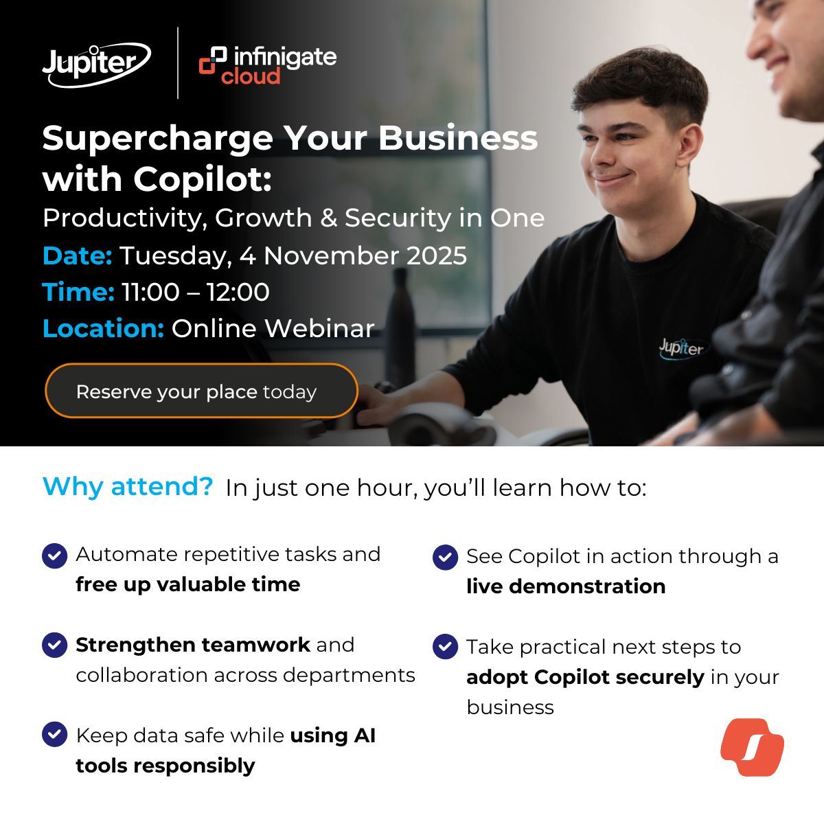 Jupiter IT Solutions - IT Support Hull (@it_support_hull) on Twitter photo 🚨 Join us for a live webinar with expert speakers here to show how Microsoft 365 Copilot helps you improve productivity, streamline processes, and maintain rock‑solid data security. 
The event is free, but spaces are limited, so book your place early! events.teams.microsoft.com/event/29193a4e… 🚨 Join us for a live webinar with expert speakers here to show how Microsoft 365 Copilot helps you improve productivity, streamline processes, and maintain rock‑solid data security. 
The event is free, but spaces are limited, so book your place early! events.teams.microsoft.com/event/29193a4e…