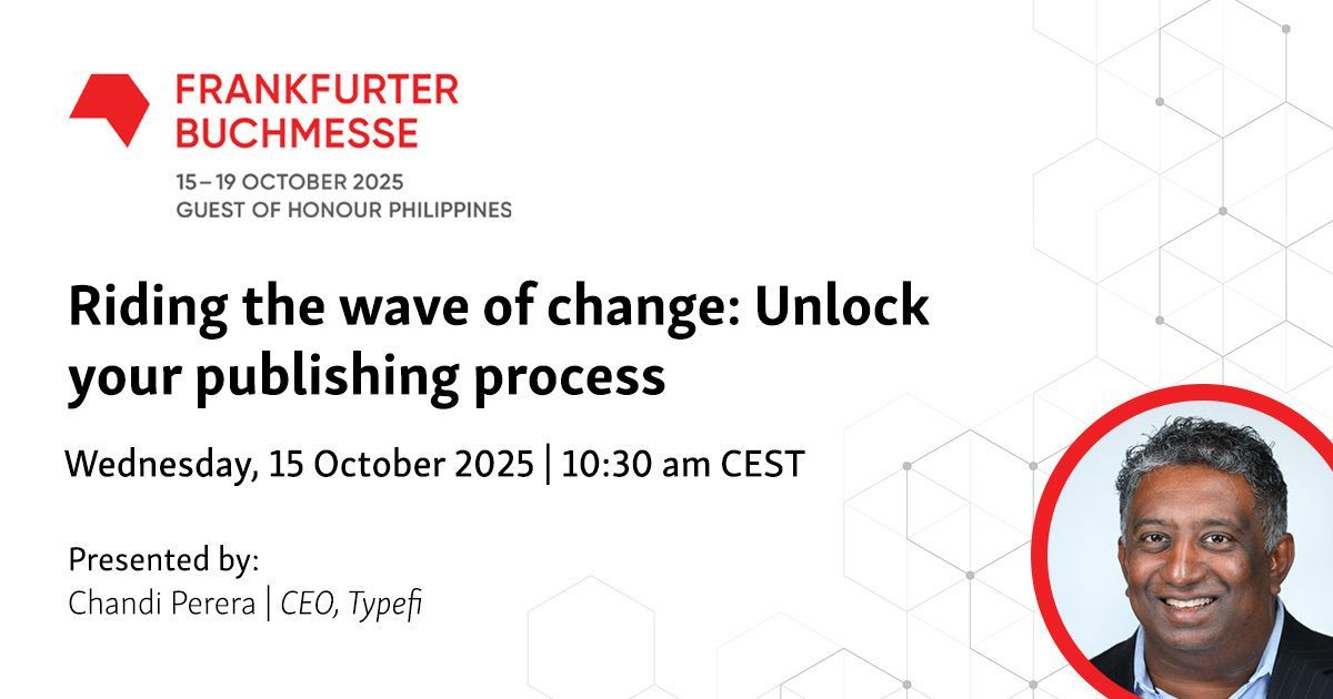 Typefi (@typefi) on Twitter photo 🎤 Catch Typefi CEO <a href="/chandip/">Chandi Perera</a> on the Innovation Stage at Frankfurt <a href="/Book_Fair/">FrankfurterBuchmesse</a> later today! The #publishing industry is evolving thanks to new tools like #AI and #automation, and Chandi has practical tips to help you stay ahead. Join us at 10:30 am CEST to learn more!
#fbm25 🎤 Catch Typefi CEO <a href="/chandip/">Chandi Perera</a> on the Innovation Stage at Frankfurt <a href="/Book_Fair/">FrankfurterBuchmesse</a> later today! The #publishing industry is evolving thanks to new tools like #AI and #automation, and Chandi has practical tips to help you stay ahead. Join us at 10:30 am CEST to learn more!
#fbm25