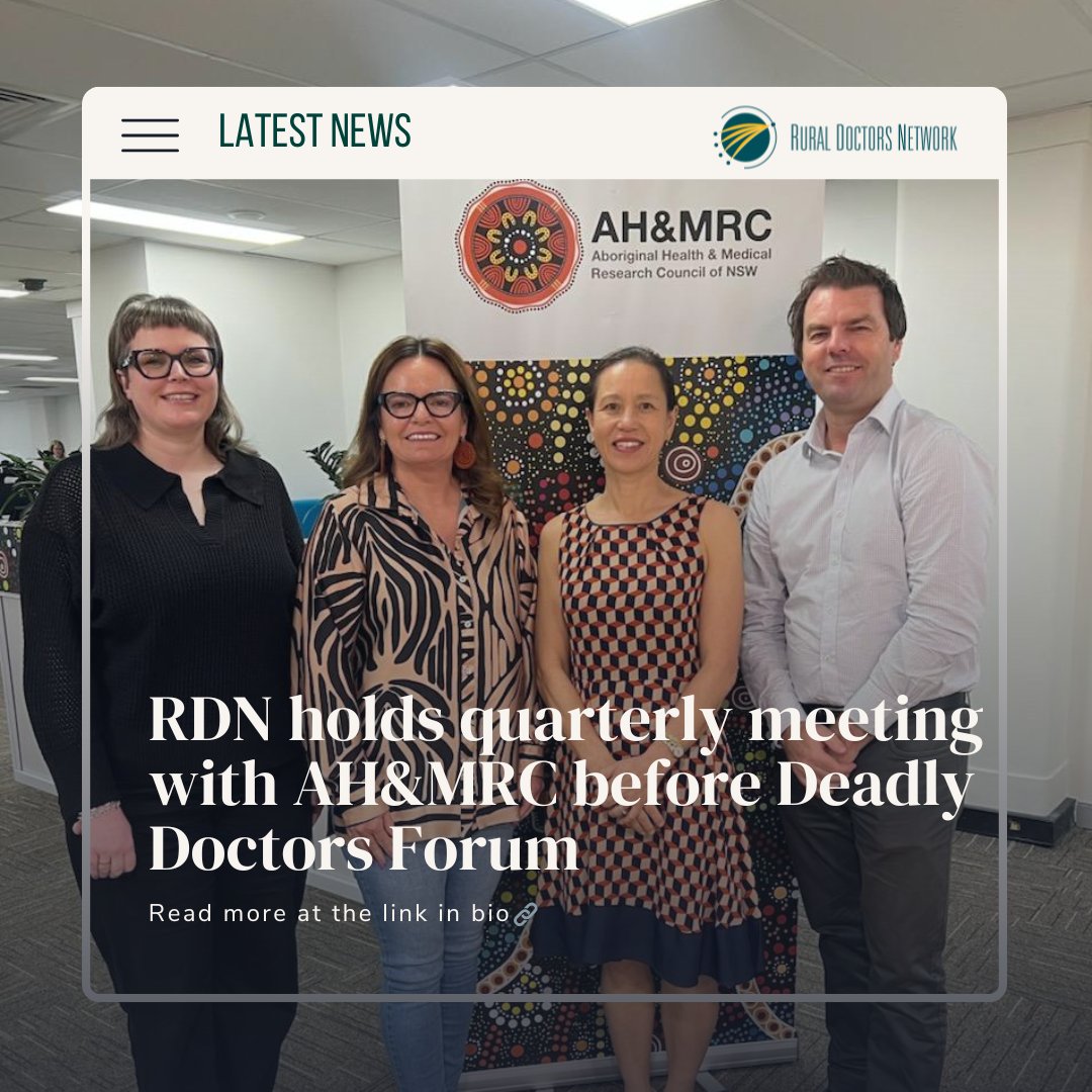 Last week, RDN held its quarterly meeting with the Aboriginal Health and Medical Research Council of New South Wales (<a href="/ahmrc/">AH&MRC of NSW</a>) as part of collaborative efforts to improve medical services in NSW Aboriginal communities. 

The AH&amp;MRC is the peak representative body and voice of