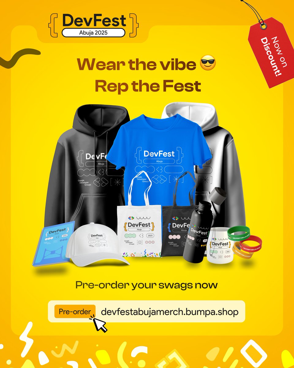 gdgabuja's tweet photo. The DevFest Abuja 2025 merch is here! 😎
Rep the fest. Wear the vibe. 🖤💙

Pre-order yours now at https://t.co/0FaUwloQIy - it’s on discount for a limited time! 🔥

#DevFestAbuja #DevFestAbuja2025 https://t.co/NfDwIg8cPi