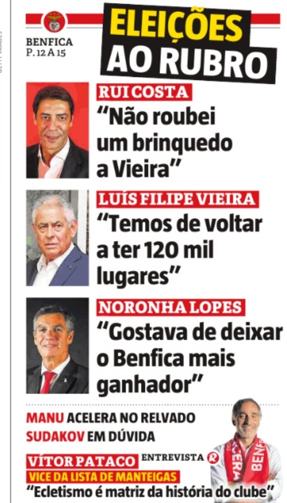 Nada mais esclarecedor. 
RC: Falar do passado.
LFV: Betão.
JNL e JDM: Vertente desportiva.