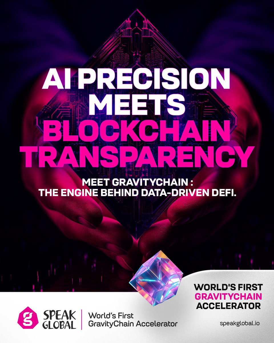 SpeakGlobal_'s tweet image. When AI precision meets blockchain transparency, innovation finds balance. ⚙️

Meet GravityChain — the intelligence engine powering data-driven DeFi.

Because in the future of finance, clarity isn’t optional — it’s built in. 

#SpeakGlobal #GravityChain #DeFiInnovation