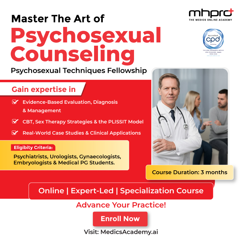 MasterHealthPr0's tweet image. Master the Mind in Sexual Health! 🧠✨
Join the 3-month Psychosexual Techniques Fellowship to learn CBT, PLISSIT Model & modern sex therapy for effective patient care.
Enroll now 👉 medicsacademy.ai
#PsychosexualTherapy #SexualMedicine #CBT #MedicsAcademy