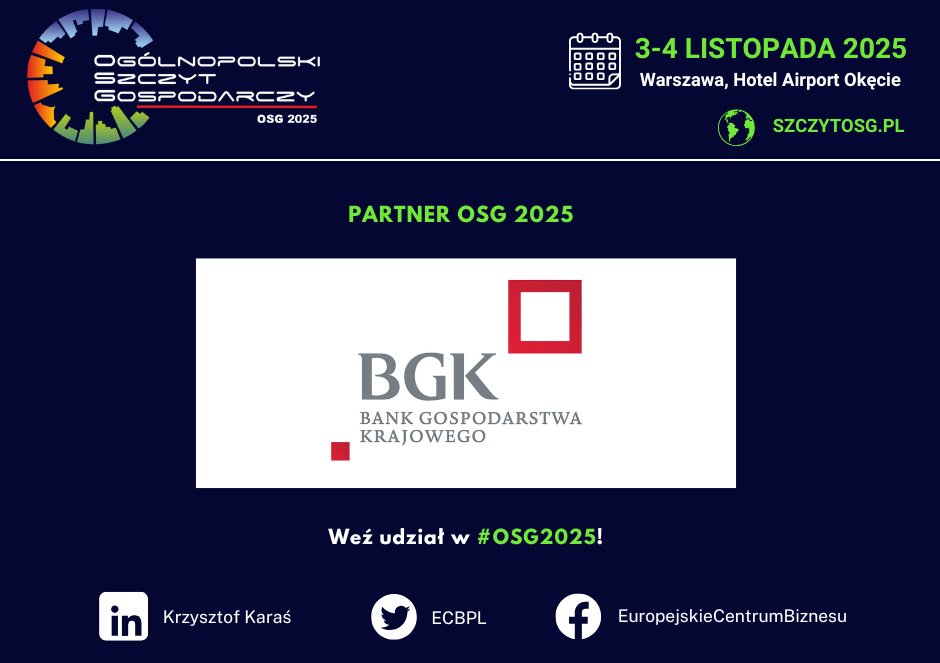 Bank Gospodarstwa Krajowego Partnerem Ogólnopolskiego Szczytu Gospodarczego #OSG2025. Dziękujemy!