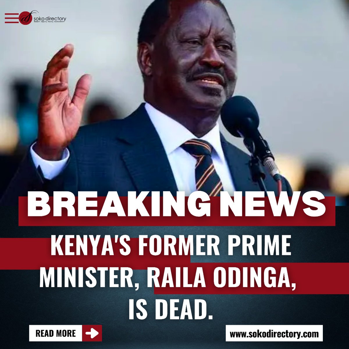 Former Prime Minister of Kenya, Raila Odinga, who had arrived at Koothattukulam in Kerala’s Ernakulam district for Ayurvedic treatment, died on Wednesday following a cardiac arrest, police and hospital authorities said. - Soko Directory sokodirectory.com/2025/10/kenyas…