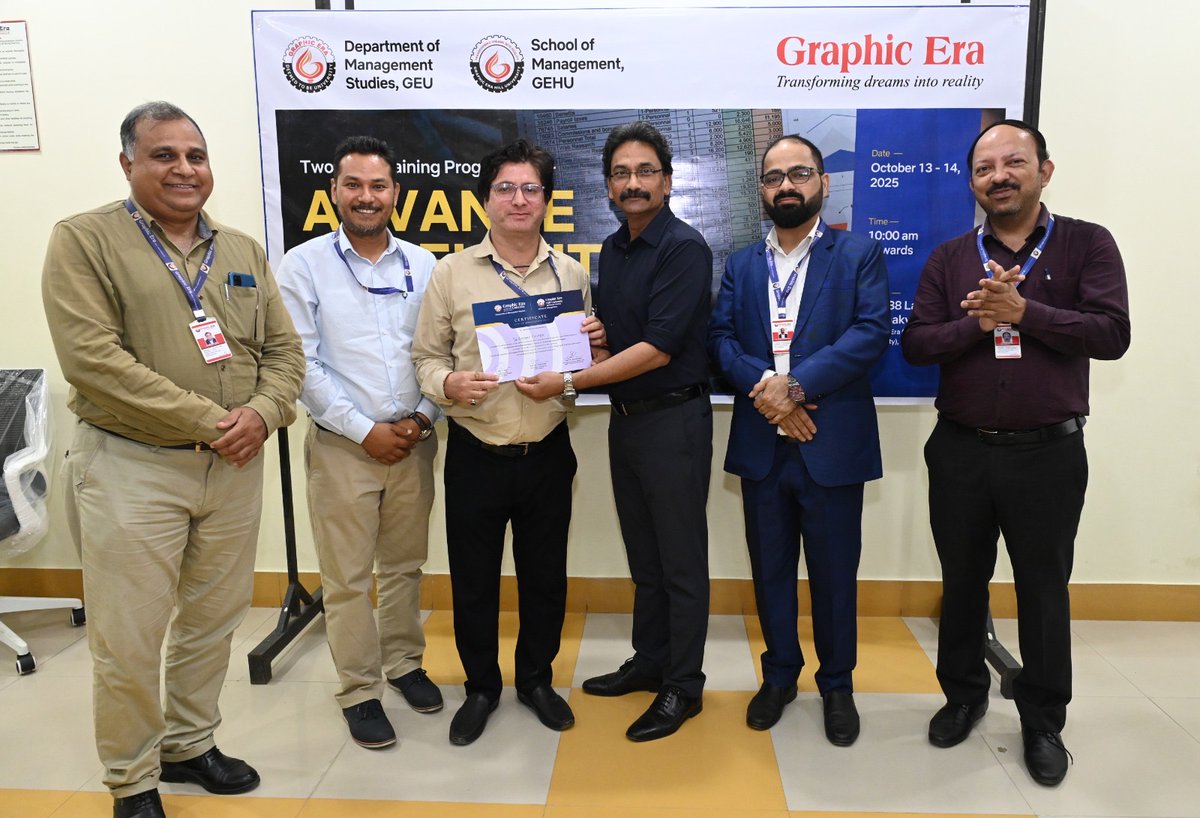 gehudehradun's tweet image. The 2-day EDP on “Advance Excel with Artificial Intelligence” concluded at Graphic Era Group of Institutions, empowering PTCUL participants with hands-on skills in Excel automation & AI-driven data analysis.
#GraphicEra #AI #Excel #SkillBuilding