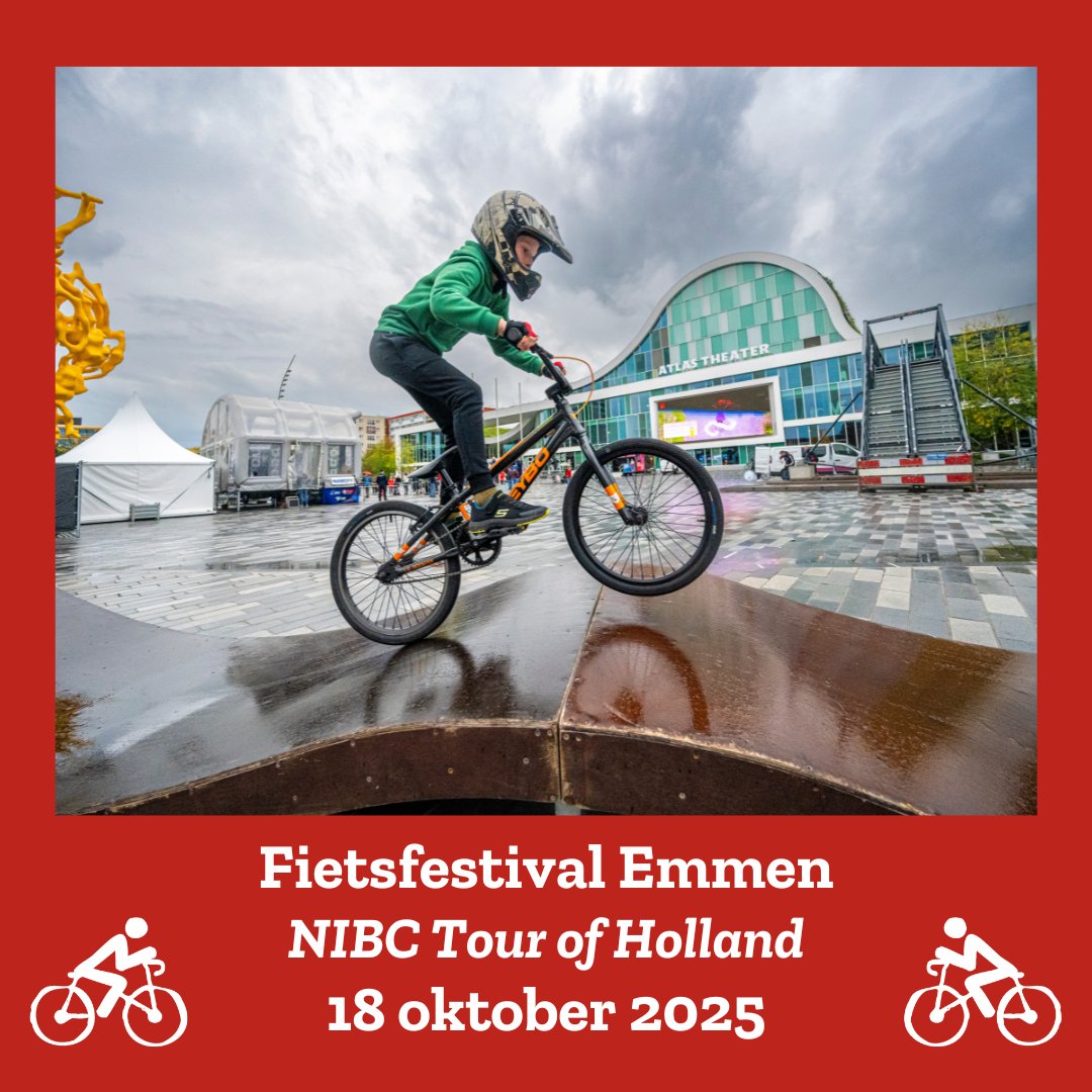 🚴‍♀️ Zaterdag is de @nibctourofholland in @provdrenthe!  Op het Raadhuisplein in <a href="/GemeenteEmmen/">Gemeente Emmen</a> beleef je het Fietsfestival met slowbiking, smoothie fietsen, kidscross &amp; meer! 🌿
👉 Seniorenfietstocht: actiefinemmen.nl/tour-of-hollan…
#nibctourofholland #opfietseindrenthe #provinciedrenthe