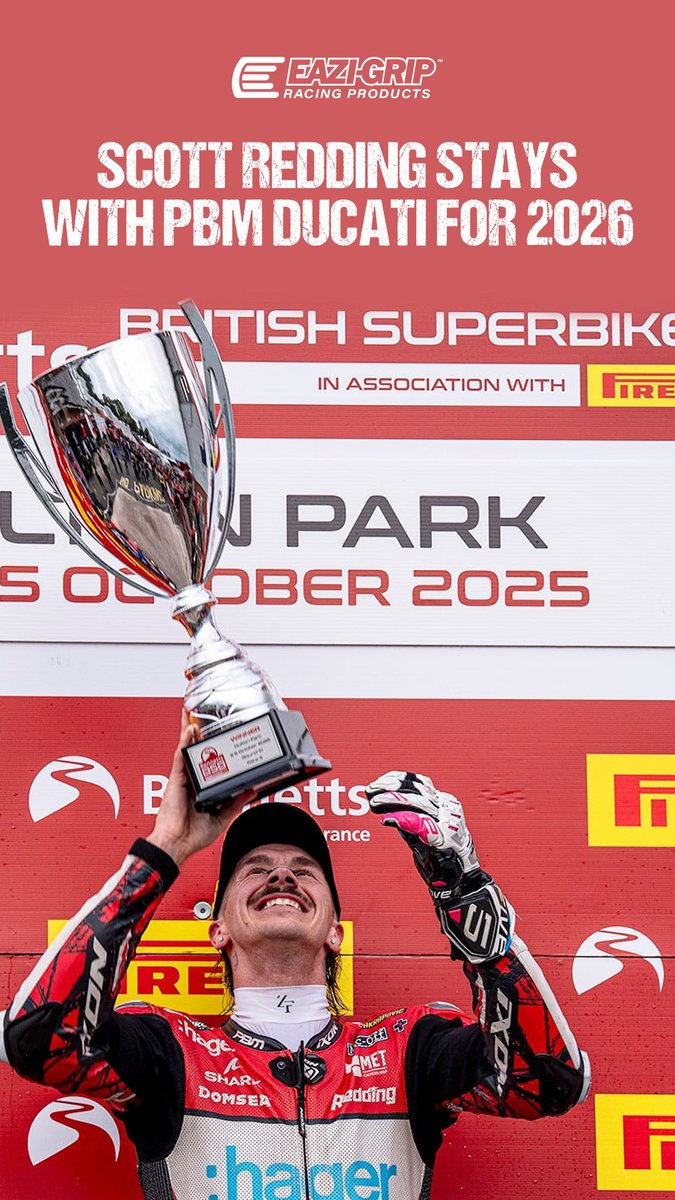 We are super happy that Scott Redding will remain with our supported team <a href="/PBM_Team/">Hager PBM Ducati</a> for the 2026 season.

Scott joined from the fourth round this year and has already achieved 10 podiums, 5 of which are wins!

We look forward to continue working with him and the team next year.