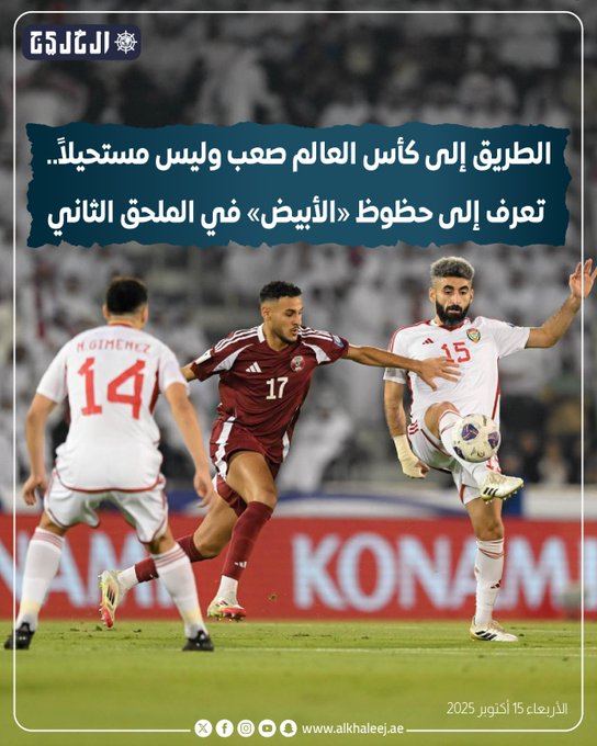 الطريق إلى كأس العالم صعب وليس مستحيلاً.. تعرف إلى حظوظ «الأبيض» في الملحق الثاني #صحيفة_الخليج 