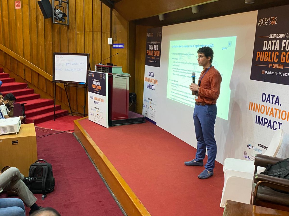 CDPG_IISc's tweet image. On Day 2 of the 3rd Edition of the Symposium on Data for Public Good, we had an insightful address by Pierre Gronlier, Chief Information Officer, Gaia-X Association for Data and Cloud (@gaiax_aisbl), on “Data Spaces – Trust in Data Spaces.”
Pierre highlighted how trust forms the…