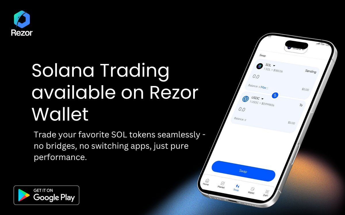 Mizter_AB's tweet image. 🚀 @Rezor_Official Wallet Supports Solana Trading!
The power of Solana is at your fingertips directly inside Rezor Wallet. ⚡
Trade your favorite $SOL and Solana ecosystem tokens without ever leaving the app.
✅ No extra steps
✅ No switching platforms
✅ No friction - just…