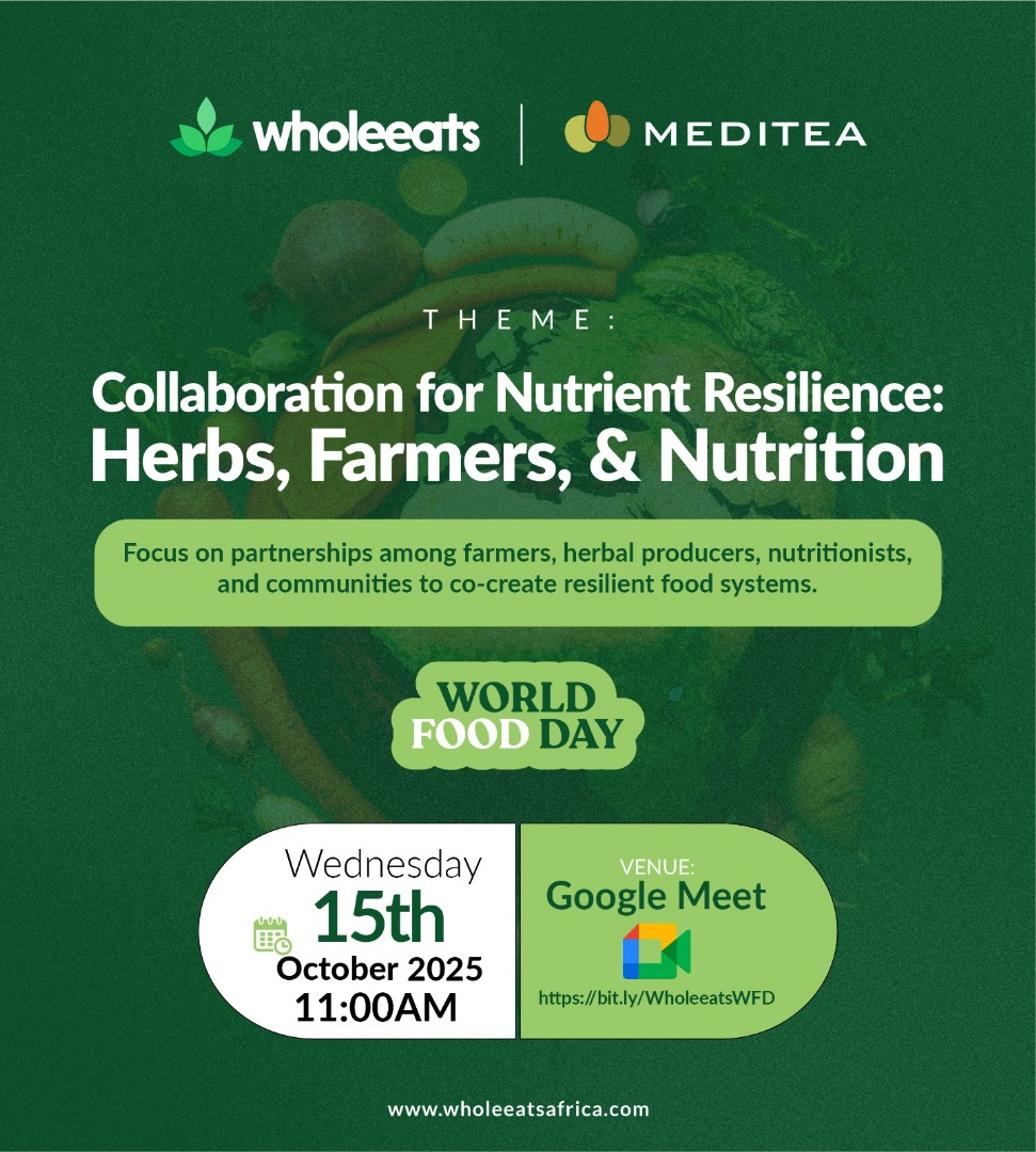 ourmeditea's tweet image. Happening today! WholeEats Africa brings together leading voices shaping Africa’s wellness future:

Dr. Margaret Ilumoanya
 Dr. Stella Nwoke
 Adeolu Akinyemi

Join the conversation!
 11AM (WAT) 
 Register here: forms.gle/CX99V5v95gLZ7n…
#worldfoodday2025 #wholeeatsafrica #meditea