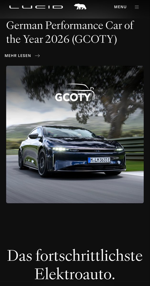spactakular's tweet image. Good morning team #LCID 🍏
30 expert judges. 12 criteria. One king of the road. ⚡
Lucid Air Sapphire takes the crown as the 2026 German Car of the Year in the Performance category. 🏆 #LucidAir
Read the full story: bit.ly/3KPlrUy
#CompromiseNothing