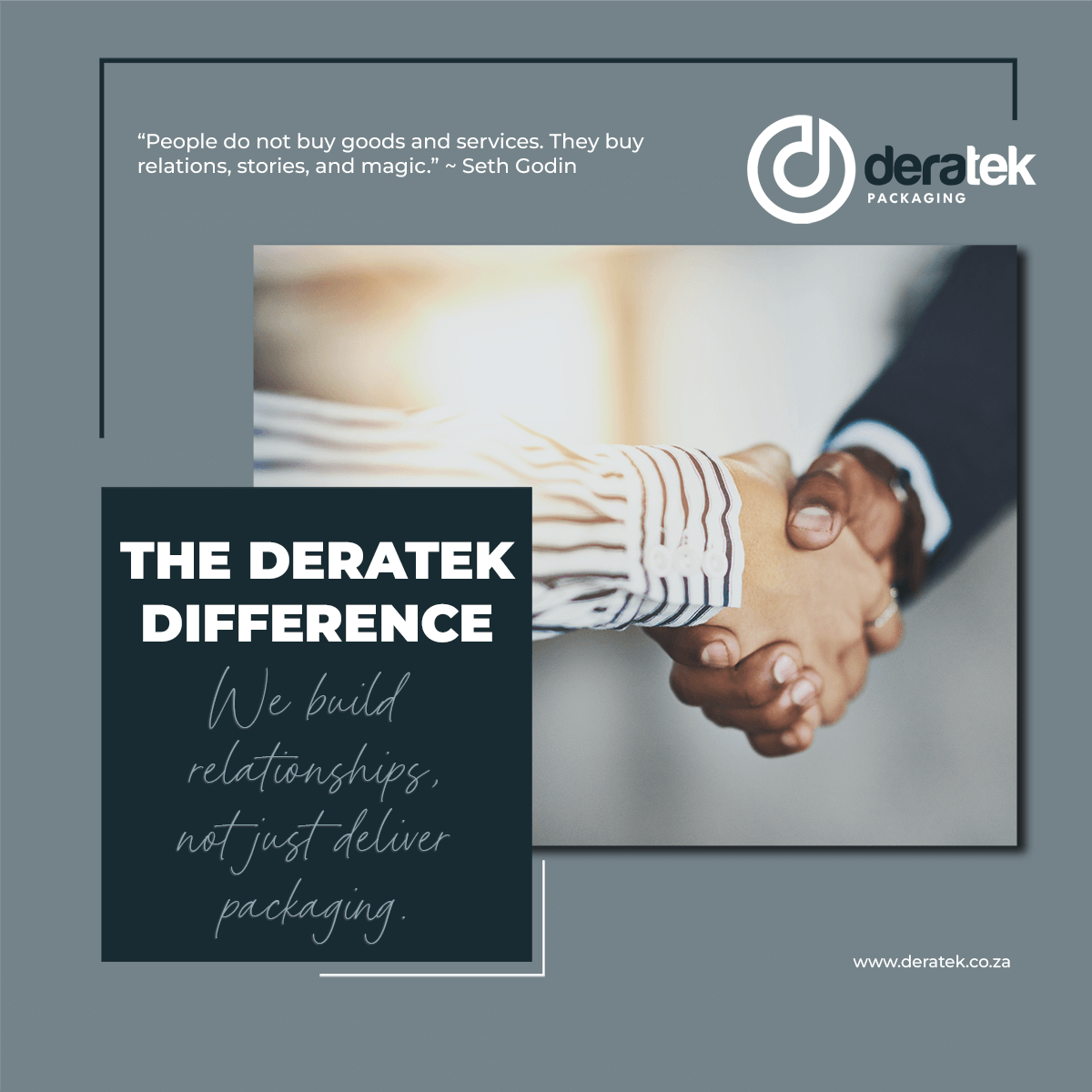 DeratekPack's tweet photo. People don’t just buy boxes. They buy trust.
At Deratek, every delivery is built on a relationship.
#DeratekSupport #RetailPackaging #ClientCare #SethGodinQuote #BeyondPackaging https://t.co/Bt9aTnCmVP