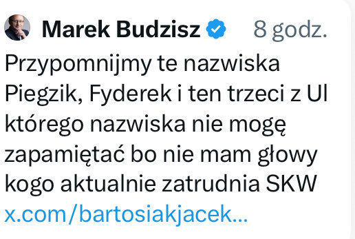 CDzwoni's tweet image. Marek Budzisz wieczorem oskarżył polski kontrwywiad wojskowy o wysadzenie doktoratu Bartosiaka. 
Po wytrzeźwieniu skasował.