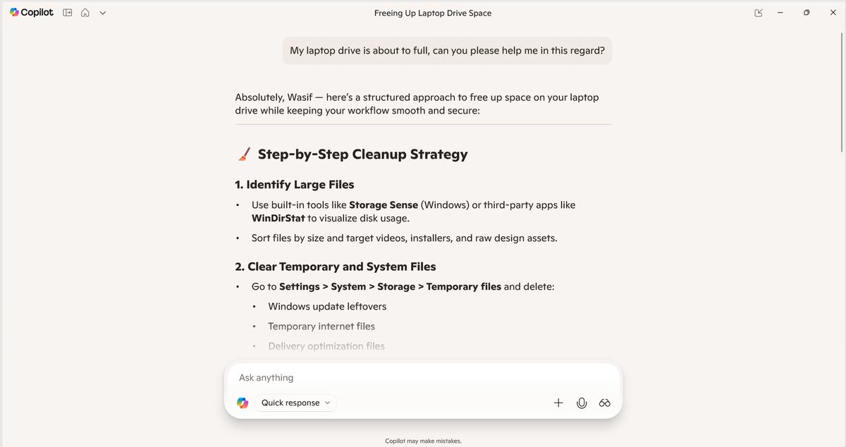 wasifahmed91's tweet image. 🚀 @Copilot on Windows just got smarter!

😍Now it can open &amp;amp; adjust your Settings via natural language.

💬 “Help me focus” → Focus Mode.

💬 “Make text bigger” → Accessibility menu.

🔥 AI is becoming your new system navigator

#Microsoft #Copilot #WindowsAI #Productivity