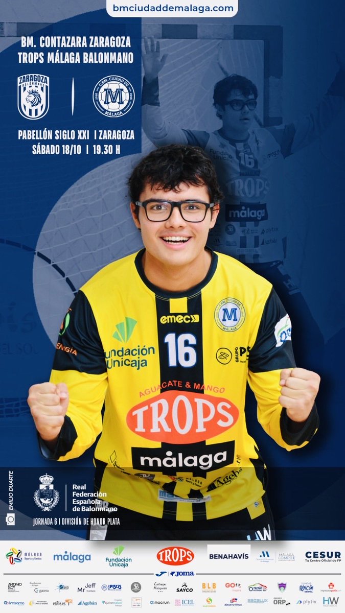 📣 Se acerca el fin de semana. Nuestro equipo, el <a href="/fTROPS/">TROPS</a> <a href="/BMCiudadDMalaga/">TROPS MÁLAGA BM.</a>, viaja este sábado a la cancha del <a href="/ZaragozaBM/">Zaragoza Balonmano</a>. 

👉🏻El partido, sexta jornada, se disputará a las 19.30 horas.

#AquíJugamosTodos

<a href="/deportemalaga/">Área de Deporte</a>
<a href="/MalagaDyE/">MLG Deportes y Eventos</a> 
<a href="/aytodebenahavis/">AytodeBenahavís</a> <a href="/DeportesDipMlg/">Diputación de Málaga es Deporte</a> 
<a href="/FundUnicaja/">Fundación Unicaja</a>