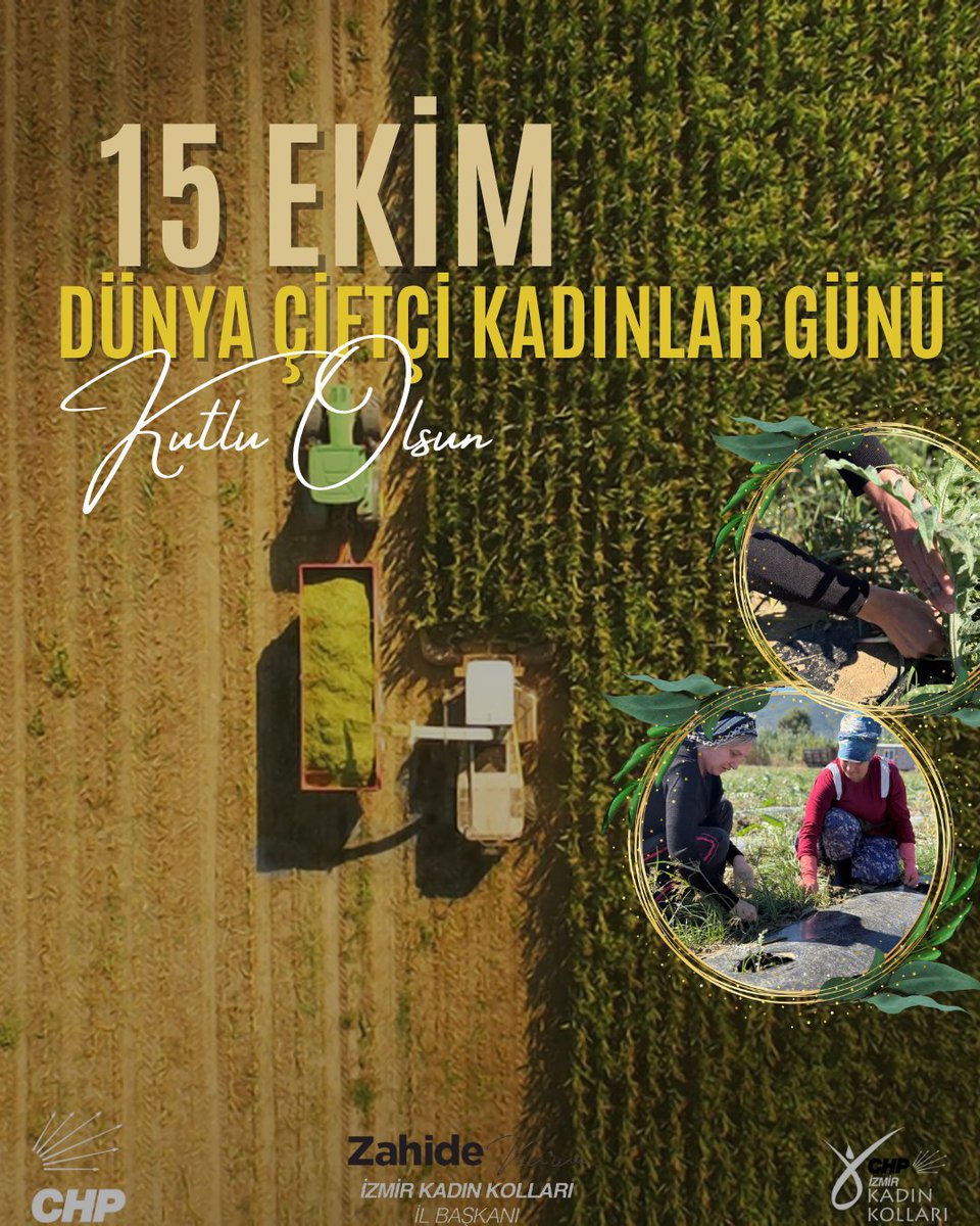 Eşit haklar için, alın teriyle toprağı yoğuran; emeğiyle, gücüyle üretimin kalbinde yer alan tüm kadın çiftçilerimizin 15 Ekim Dünya Çiftçi Kadınlar Günü kutlu olsun.
Kadın emeğiyle yeşeren her karış toprak, umutla büyüyen bir gelecek demektir!