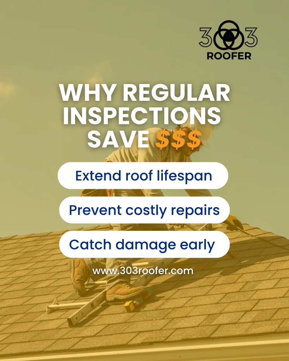 303Roofer's tweet photo. A small inspection today can save thousands tomorrow.
 
Regular roof checks help extend lifespan, prevent costly repairs, and catch damage before it spreads.

✅ Schedule your free inspection today!

#RoofMaintenance #DenverHomes #303Roofer https://t.co/MZmANQOAx6