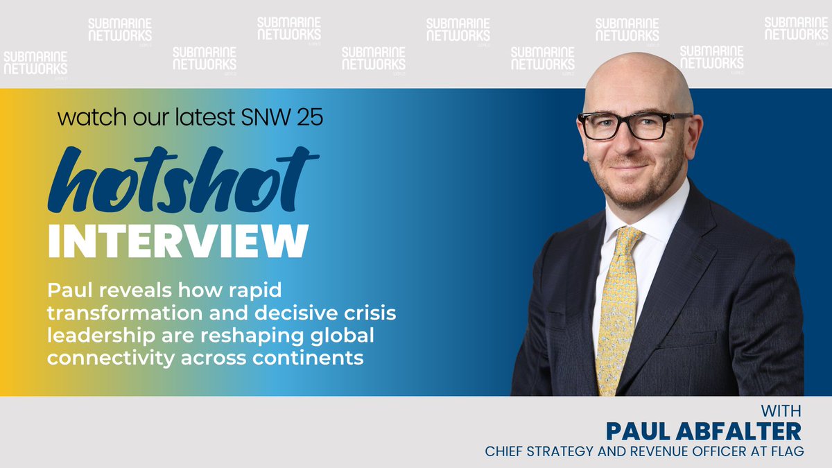 Watch Paul Abfalter, Chief Strategy and Revenue Officer at FLAG, shake things up as he reveals how FLAG has transformed from a legacy provider into a bold, fast-moving global powerhouse.

Watch Paul’s interview: youtu.be/xucDhCsxxy0

#SubmarineNetworksWorld #Subsea #HOTShot