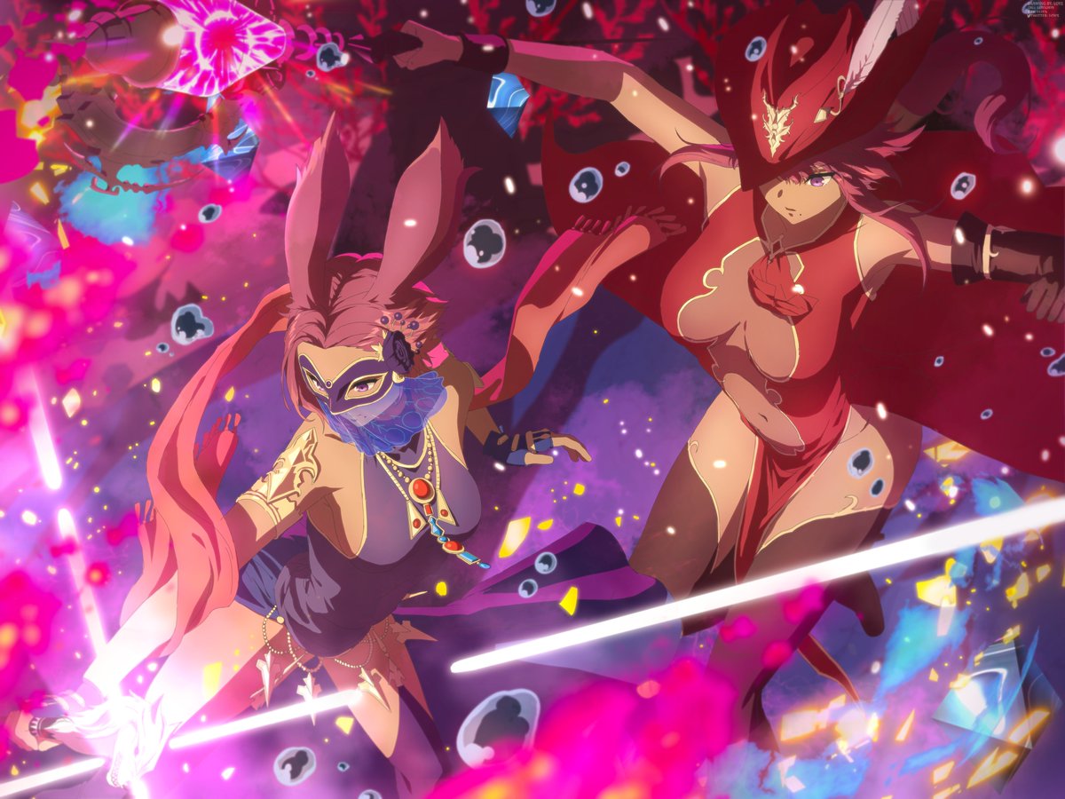 Blue &amp; Red Mage

FF14 Commissioned Piece