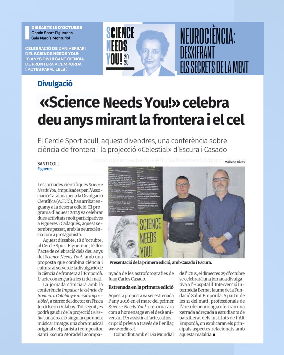 📣 <a href="/emporda_info/">EMPORDÀ</a>  es fa ressò del #ScienceNeedsYou2025🙌

📅 𝟭𝟴/𝟭𝟬 | 📍 𝗖𝗲𝗿𝗰𝗹𝗲 𝗦𝗽𝗼𝗿𝘁 𝗙𝗶𝗴𝘂𝗲𝗿𝗲𝗻𝗰 (𝗙𝗶𝗴𝘂𝗲𝗿𝗲𝘀) 
🕚 11:00 h

🎟️ Acte gratuït · Inscripció obligatòria👉tuit.cat/puJ3I

#ACDIC #SNY2025 #Figueres #AltEmpordà #DivulgacióCientífica