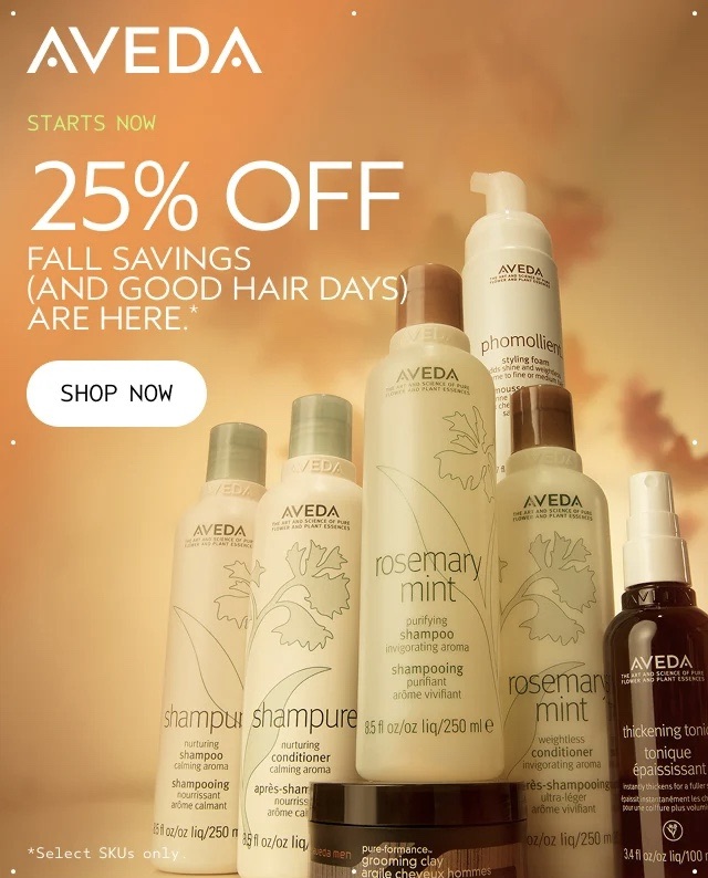 Bradz Aveda 25% off Sale ENDS TOMORROW 10/16 - mailchi.mp/bradz/wftgc4js…