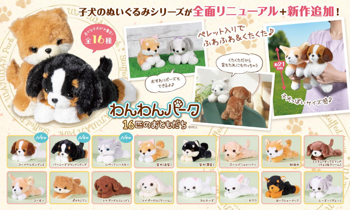 犬のぬいぐるみ　ブライス等のお友だちに！ 🐶10月新ぬいぐるみのご紹介🐶 『わんわんパーク 16匹のおともだち