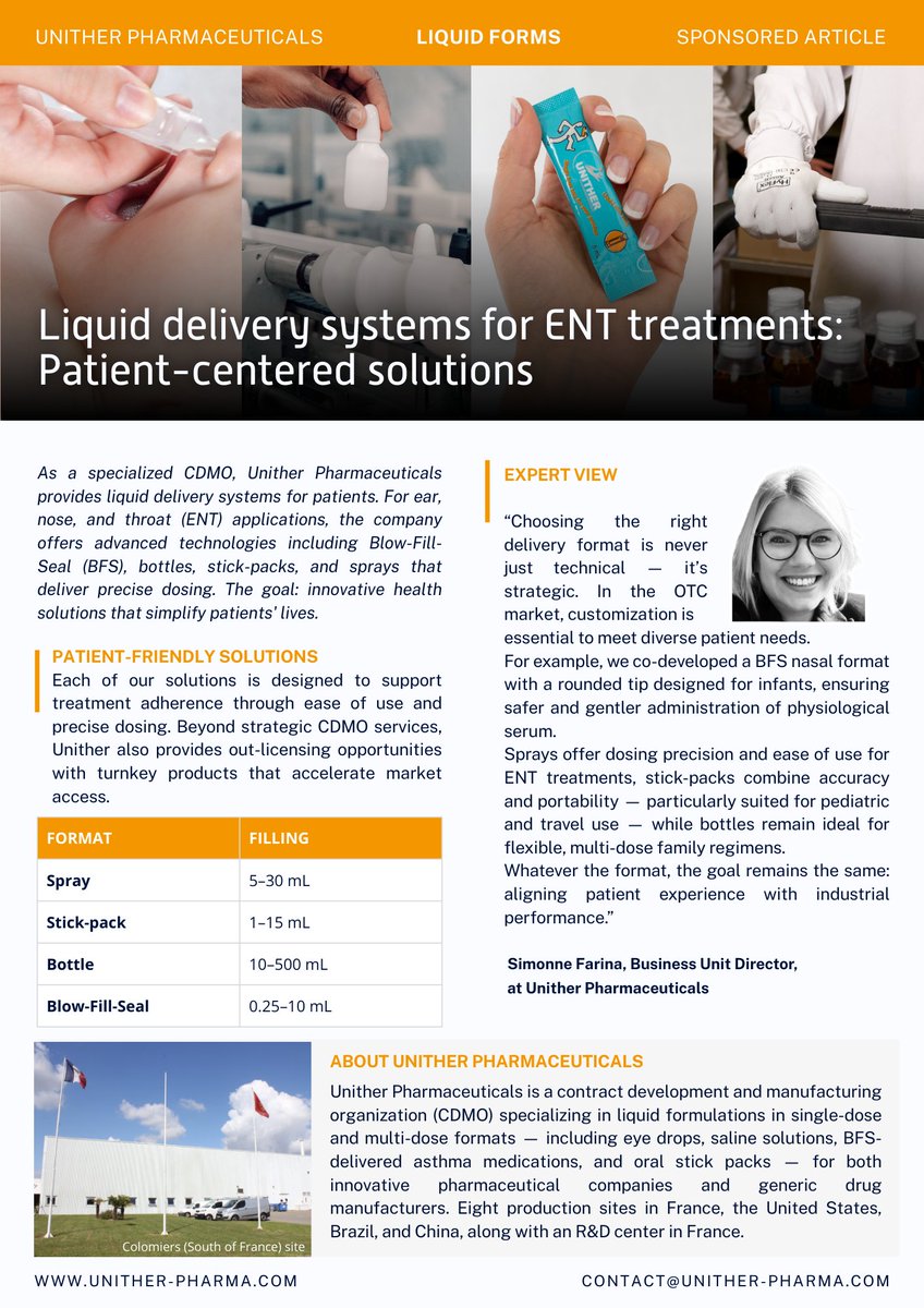 #news
We develop advanced ENT liquid delivery systems focused on patient safety and easy administration. Our customizable nasal, buccal, and ear sprays deliver precise dosing to support better adherence across diverse patient needs.

👉Learn more: eu1.hubs.ly/H0nRcxp0