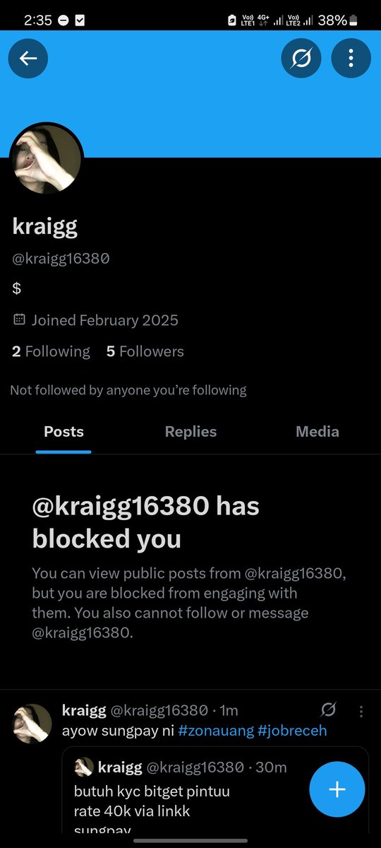 browcollie's tweet photo. tukang scam masih berani nge twt 🤣🤣🤣 #jobreceh #zonauang @kraigg16380 https://t.co/EKKfUyziyy