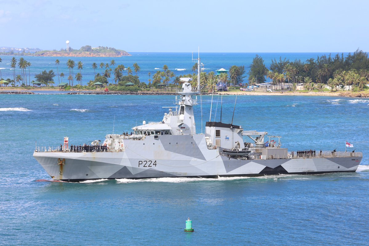HMS Trent joined HMS Medway at the US Coast Guard base in San Juan, Puerto Rico yesterday.

Trent will relieve Medway on Atlantic Patrol Tasking (North) duties.

(Src: <a href="/HMS_Medway/">HMS Medway</a>)