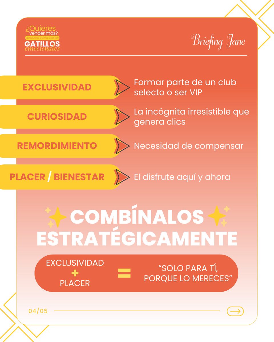 🎯 ¿Por qué algunas marcas venden más que otras?
Porque no apelan solo a la razón, sino a la emoción.
Los gatillos emocionales —amor, miedo, exclusividad, placer, curiosidad— activan decisiones y generan conexión real con el público.

💡 No vendas productos, vende emociones.
