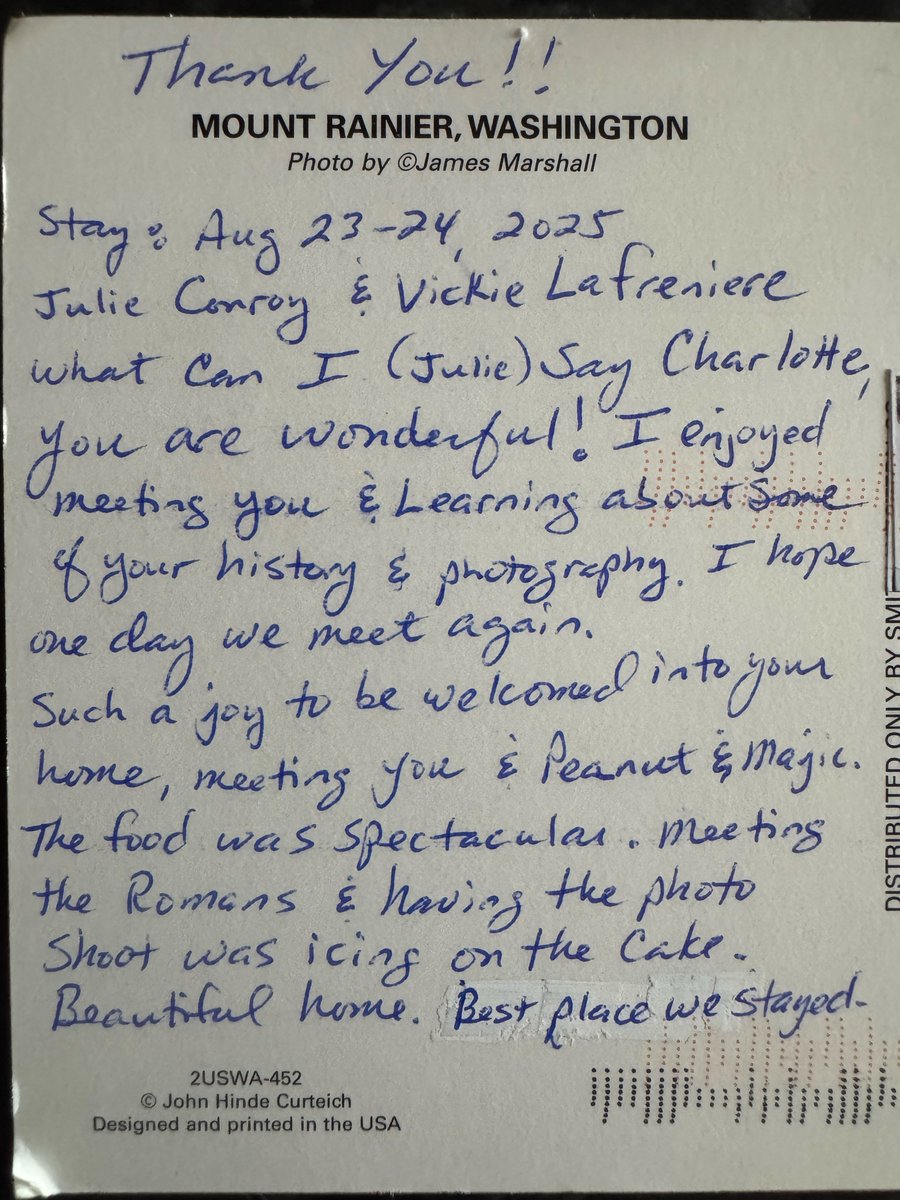 MadCowFudge's tweet photo. A post card from ‘Washington’ and two guests that stayed when we had romans and were visiting from USA bought me to tears. So chuffed and pleased with the chosen path xx and so kind to send a card over the moon xx Thankyou for visiting in 2025. #abbeyfarmhouse https://t.co/L0ZOlqhhFG