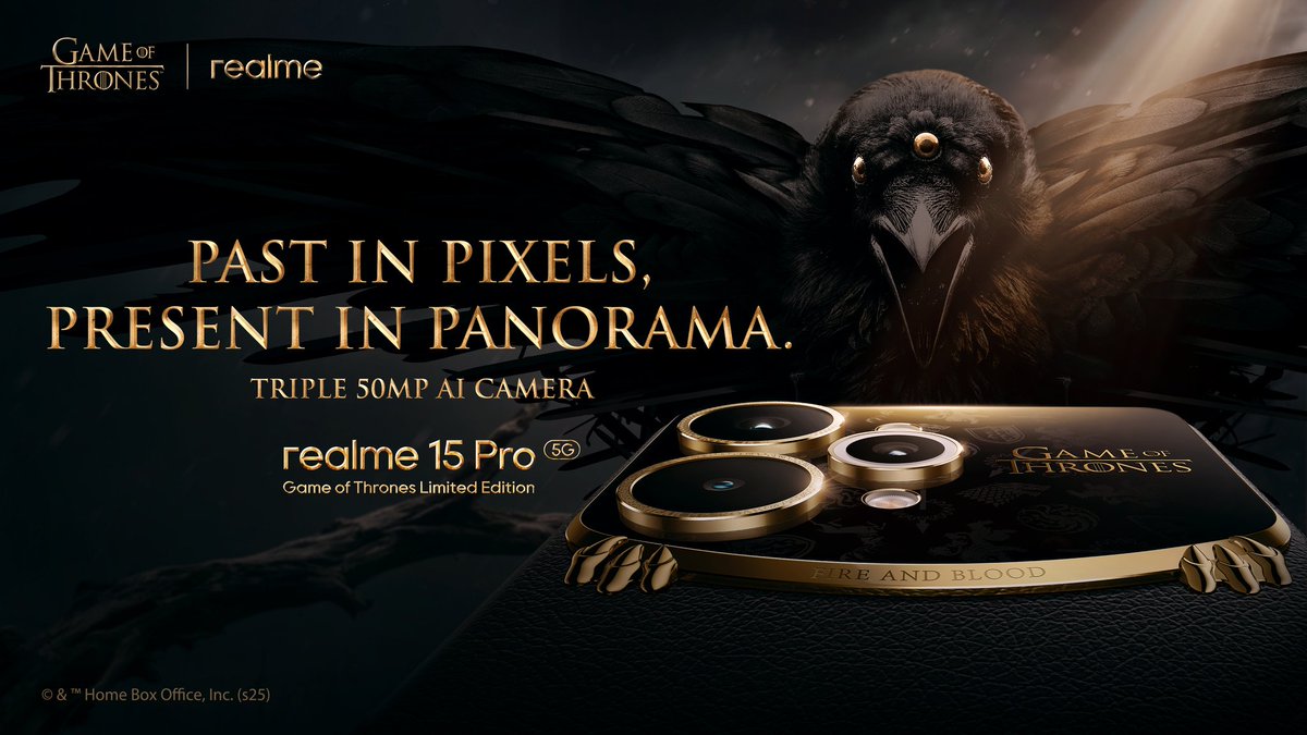 From shadows to legends — every frame tells a story! 🐉✨
#realme15Pro GOT Edition turns reality into royal magic. 👑🔥
#GameofThronesPhone #OwnYourRealPower
<a href="/realmeIndia/">realme</a> <a href="/realmecareIN/">realme India Support</a>