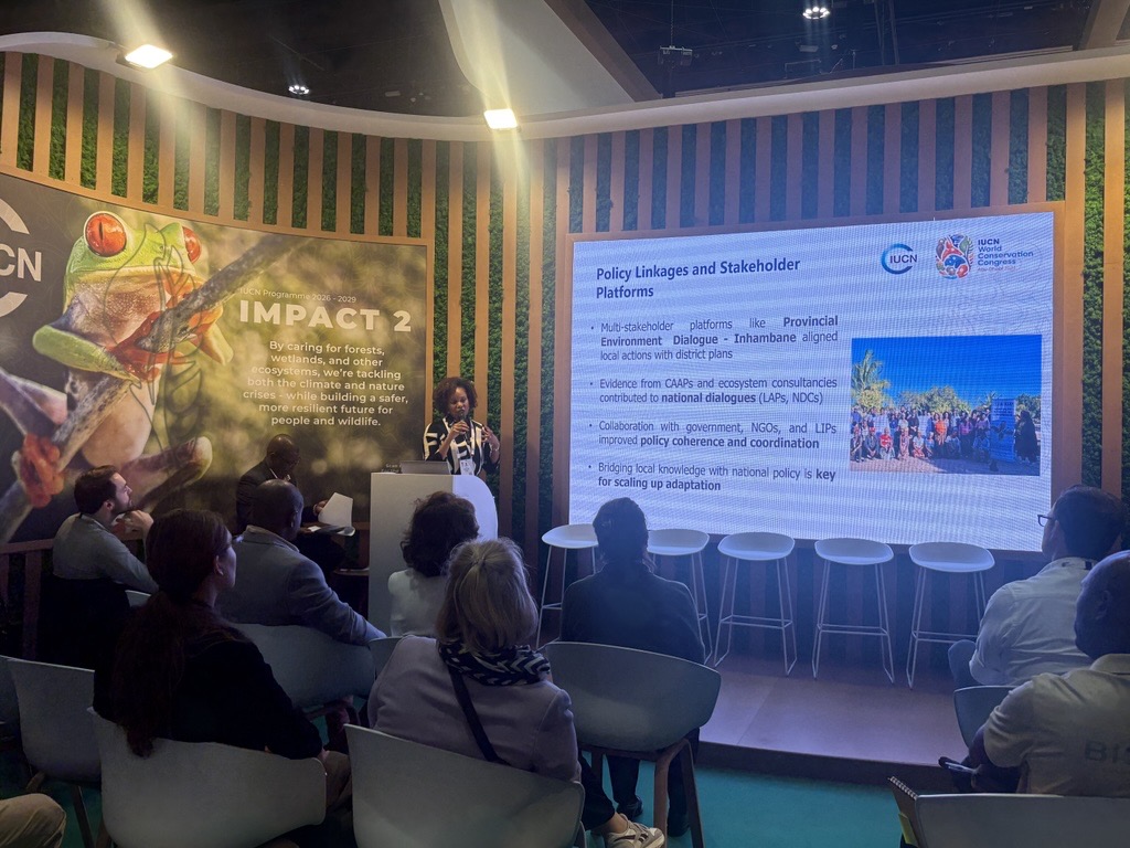 IUCNClimateTeam's tweet photo. At #IUCNCongress in Abu Dhabi, the #CBAScale+ team brought experts & practitioners together to explore how locally led, nature-based action builds climate resilience in drought-prone landscapes πΏ
Speakers from π²πΏ πΏπΌ πΏπ² & the Levant shared lessons on bridging local realities & global goals.
Learn more: https://t.co/W2cmkptu53
#NbS #ClimateAdaptation #CommunityBasedAdaptation #EbA #Biodiversity #Resilience #SouthernAfrica #WCC2025
