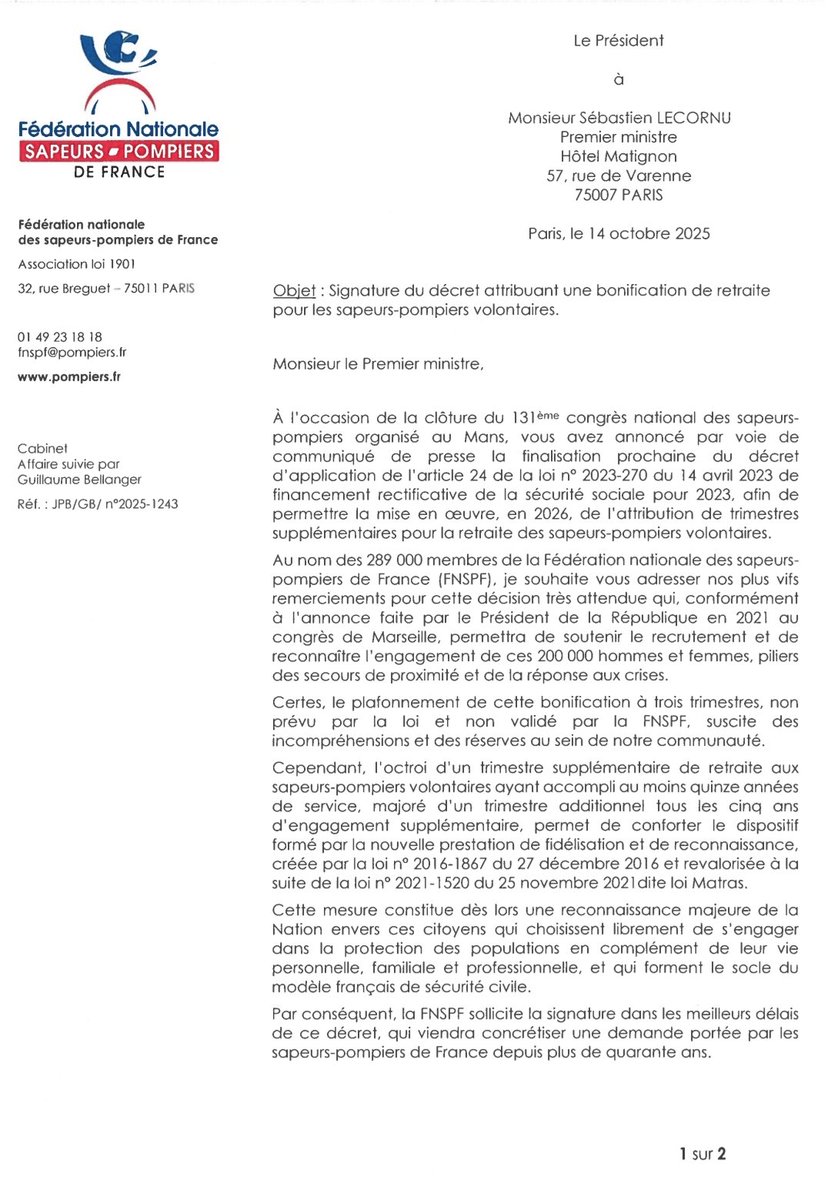 Npfr . La lettre du président Bosland.
