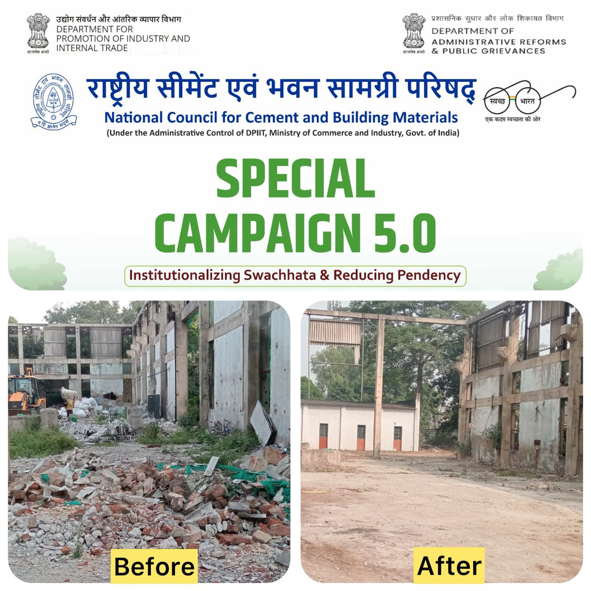 Under Special Campaign 5.0, cleanliness drive undertaken at NCB Ballabgarh to remove waste materials on 14th October 2025. #SpecialCampaign5