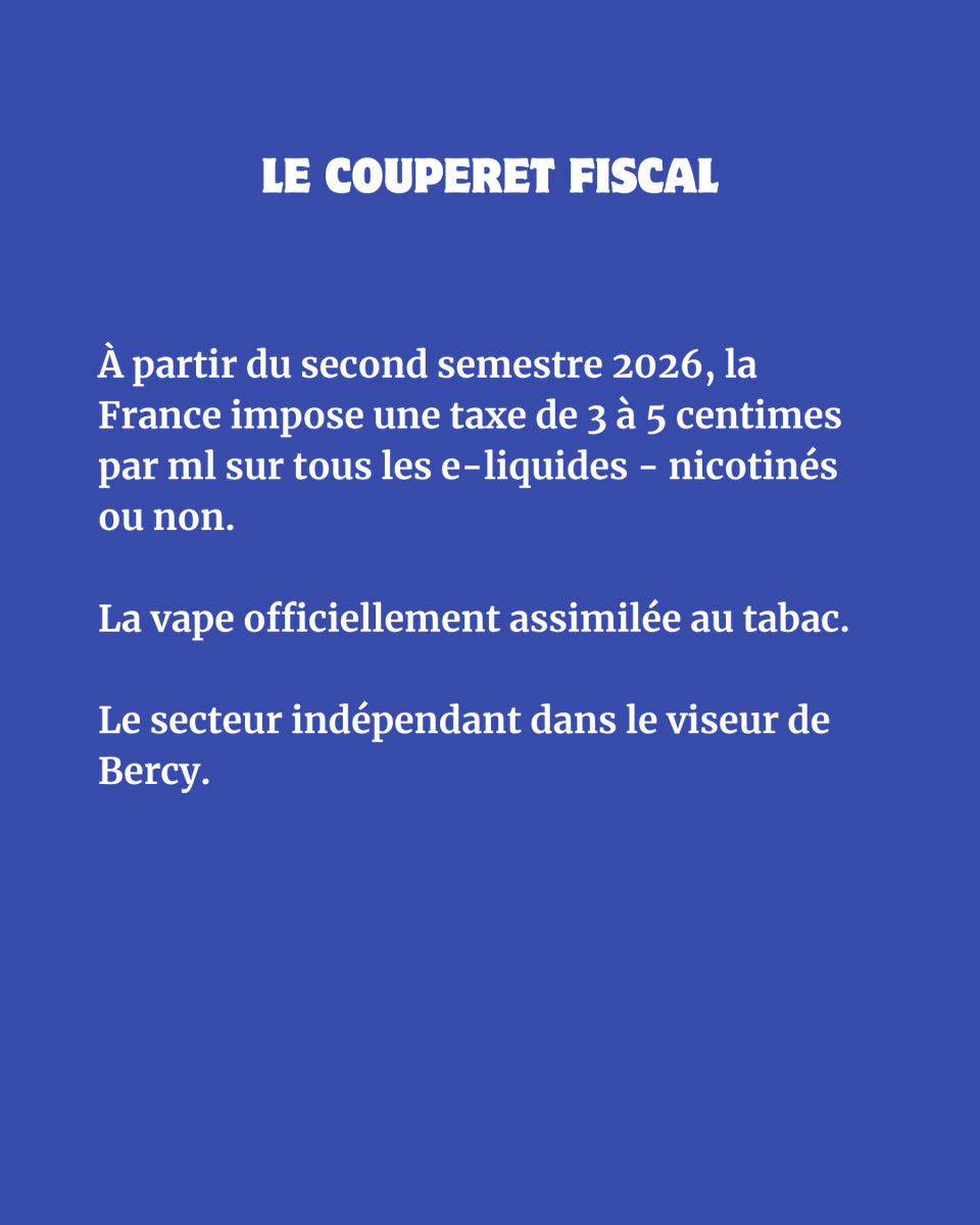 JeanFab1's tweet photo. 🇫🇷 FRANCE 2026 : BERCY COUPE LA VAPE
Taxe, interdiction web, agrément obligatoire :
20 000 emplois menacés, 4 millions de vapoteurs pris au piège.
➡️ https://t.co/D05Kj6sFqY
#Vape #MadeInFrance #StopTabac #JSV @FIVAPE @AssembleeNat https://t.co/A2A53zbTa8